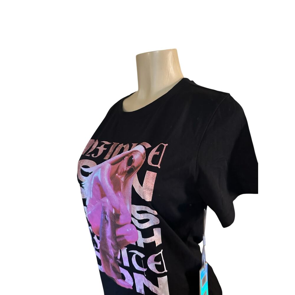 NWT Women L Paris Hilton Infinite Icon Black Cotton Tee Short Sleeved Fan Merch - Picture 3 of 8